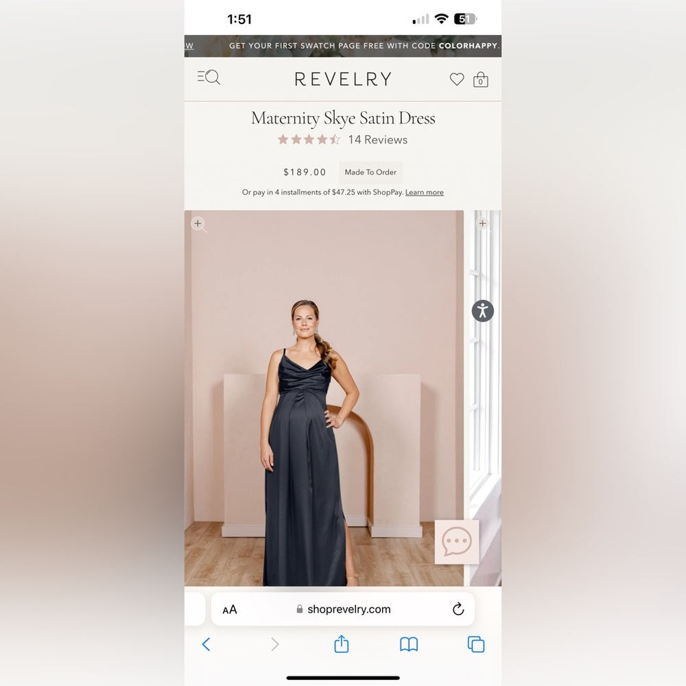 Revelry Black Maternity Skye Satin dress